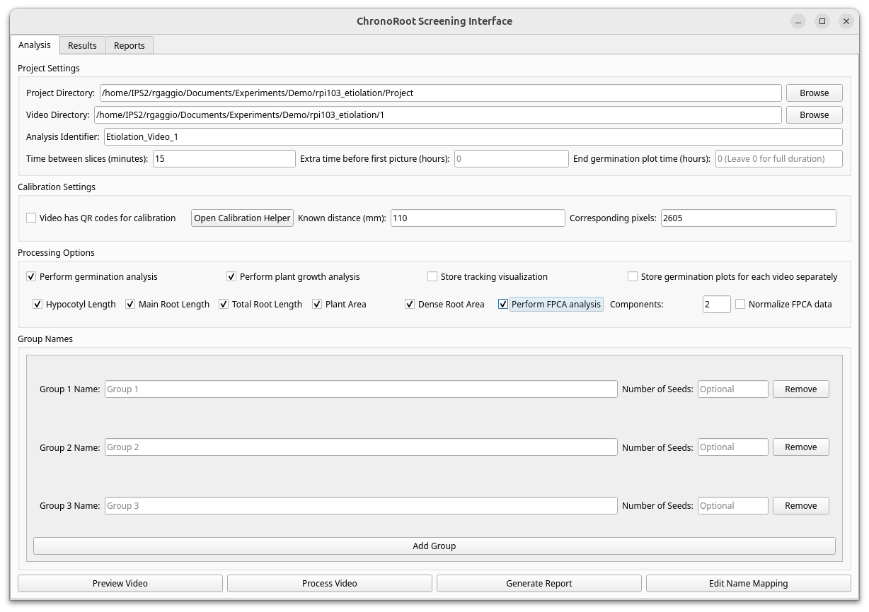 Screening Interface Processing Options