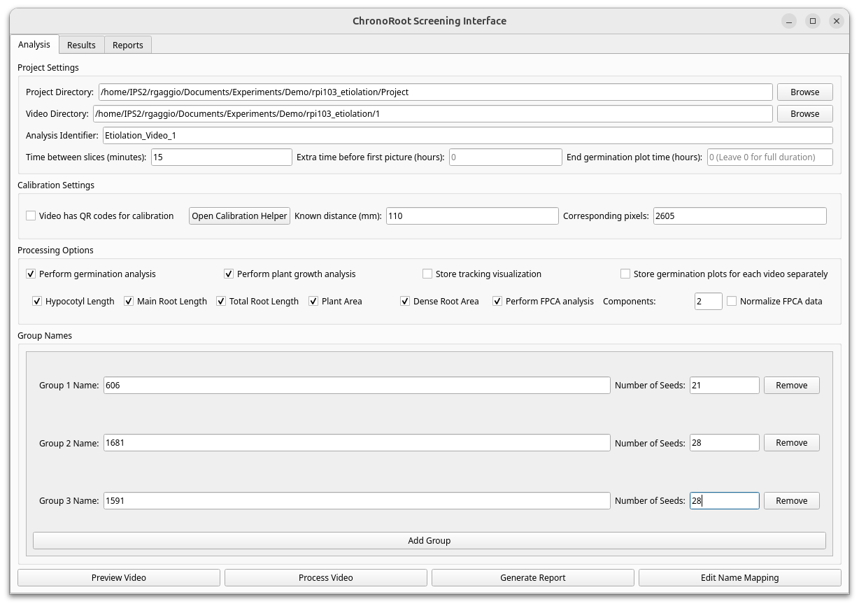 Screening Interface Group Configuration