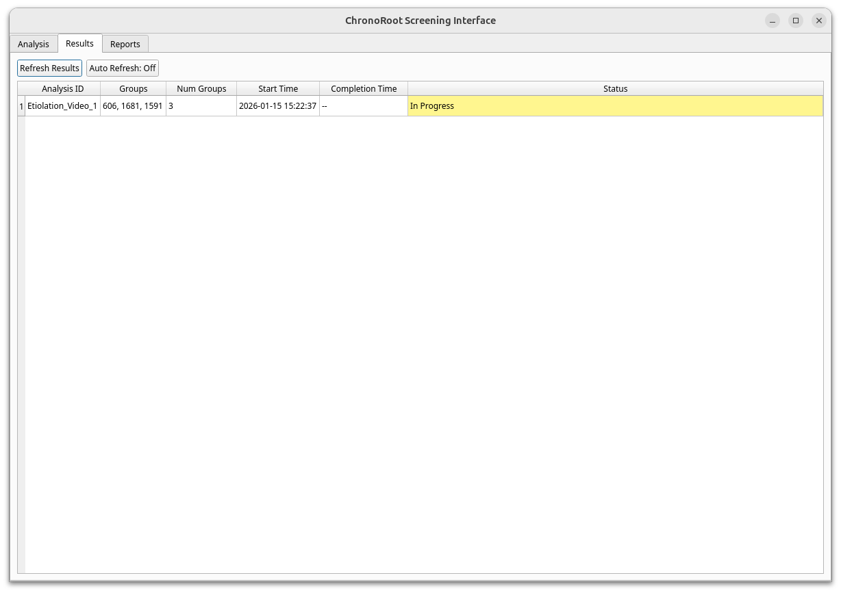 Screening Interface Results Monitoring