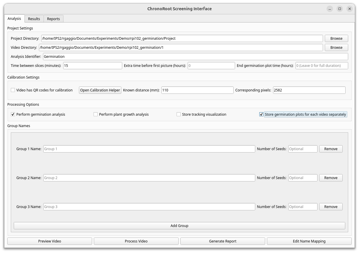 Screening Interface Group Configuration