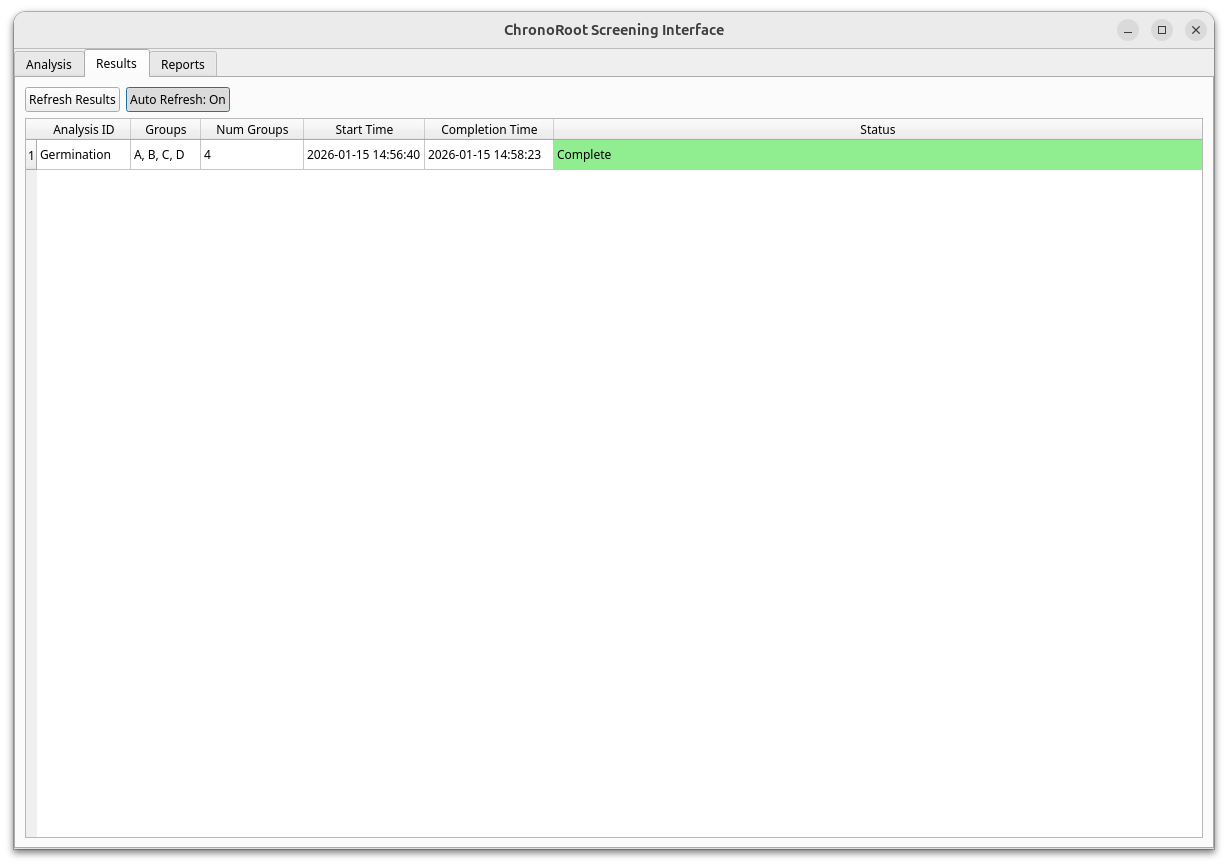 Screening Interface Results Monitoring